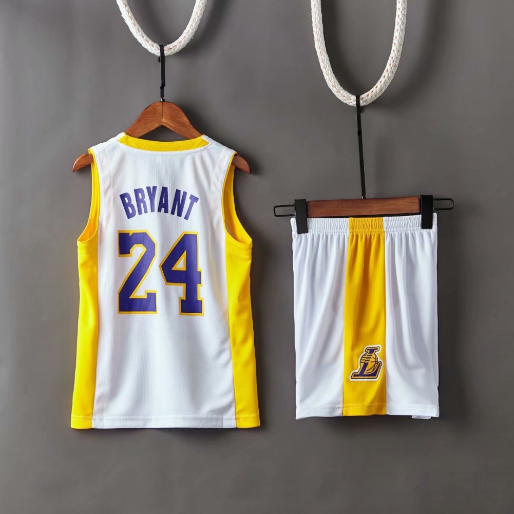 XJIANQI Child Men's Lakers # 24 Camisetas Sin Mangas Camisetas Baloncesto Jersey Jersey Traje Top Sin Mangas Y Pantalones Cortos Black-XXS 