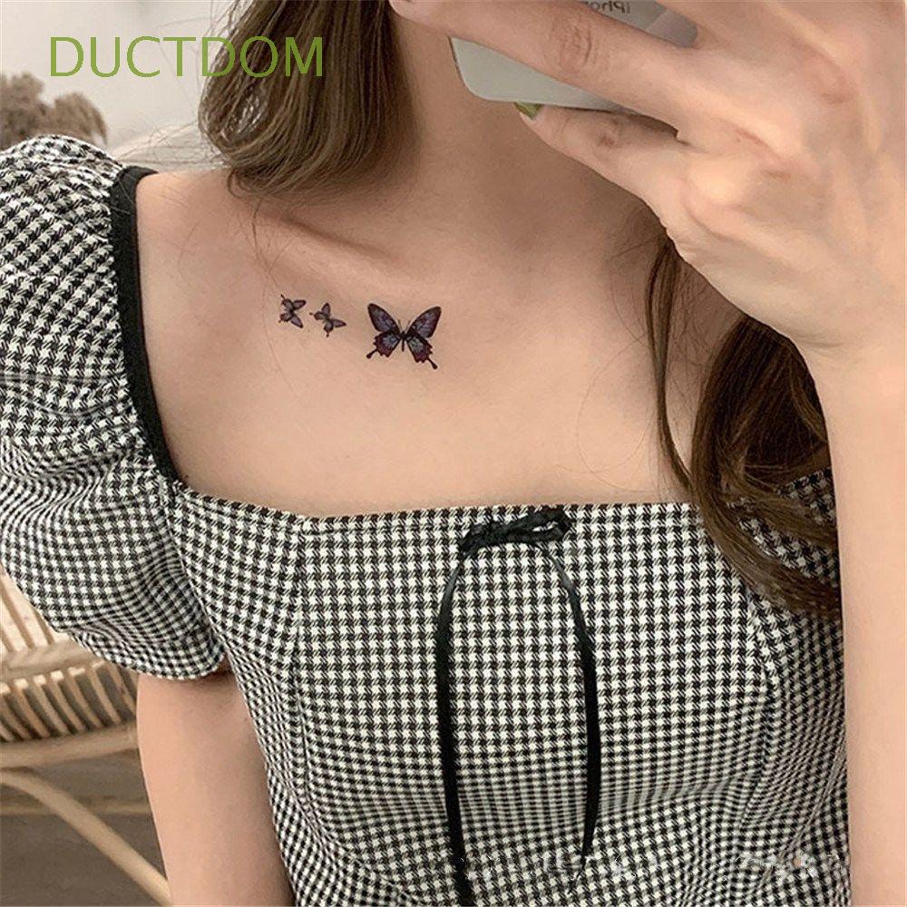 DUCTDOM Body Art Tatuaje Pegatinas Hombres Mujeres Clavícula Azul Mariposa  Patrón 3D Impermeable Temporal Tatuajes Fiesta Calcomanías | Shopee Chile