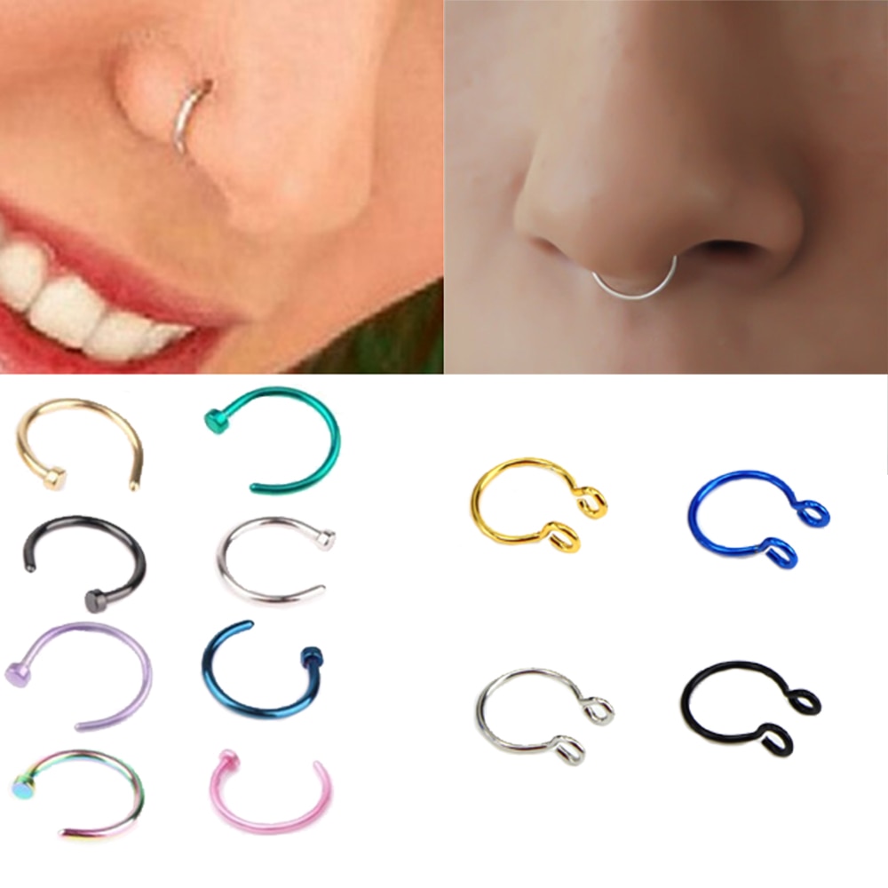 Piercing Falso De acero inoxidable en forma De U con aro Para Nariz