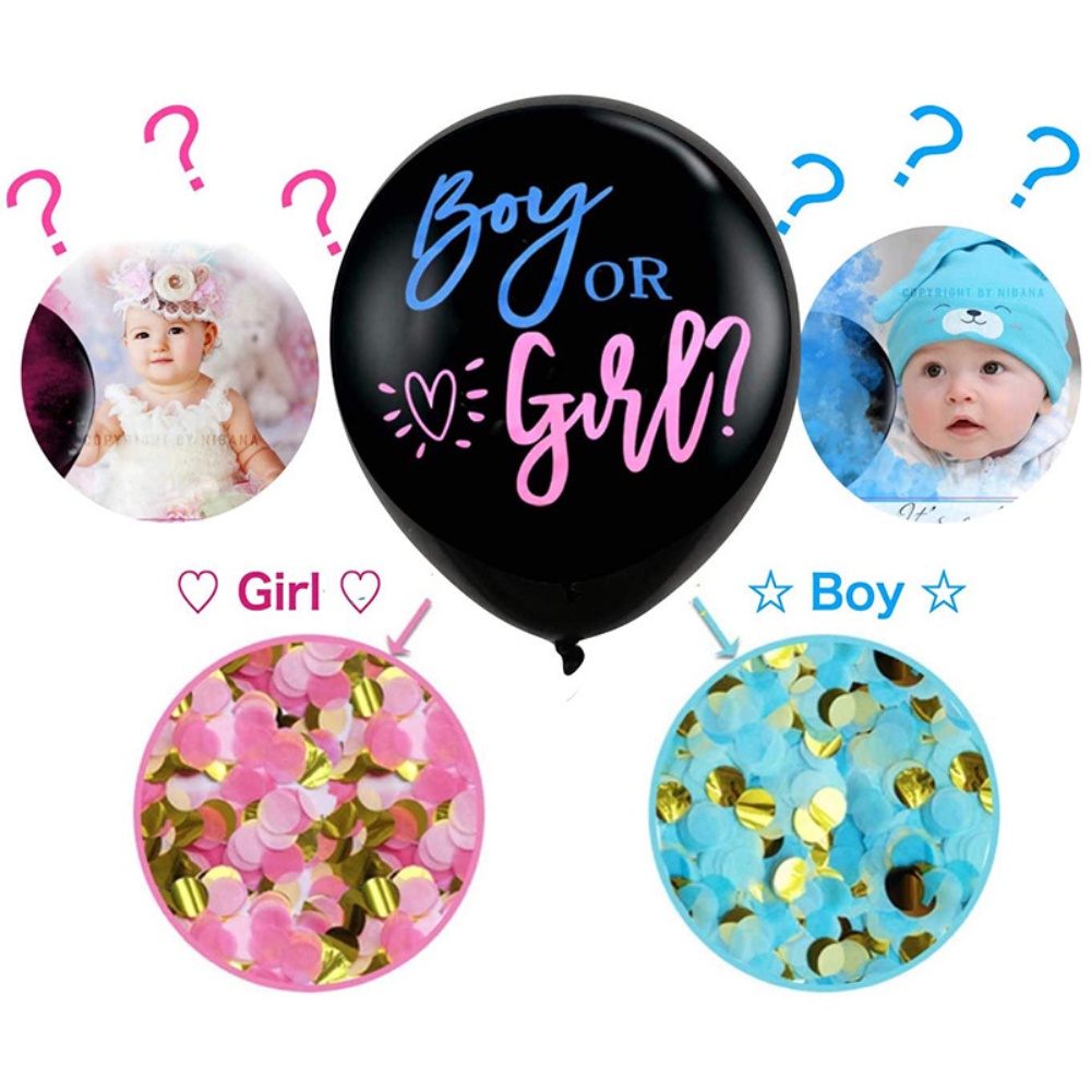 Gender Reveal Balloon with Confetti Packs Baby Boy Girl Shower Gift 