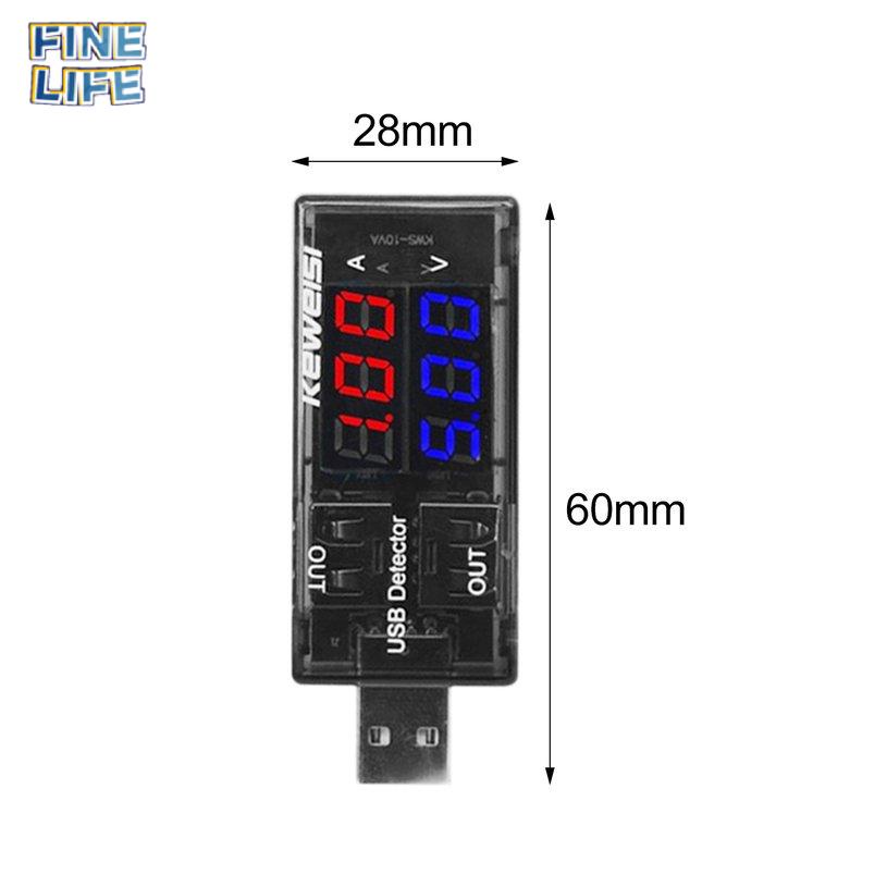 -Pantalla dual USB Tester Digital DC Tensión Corriente indicador de carga del detector 