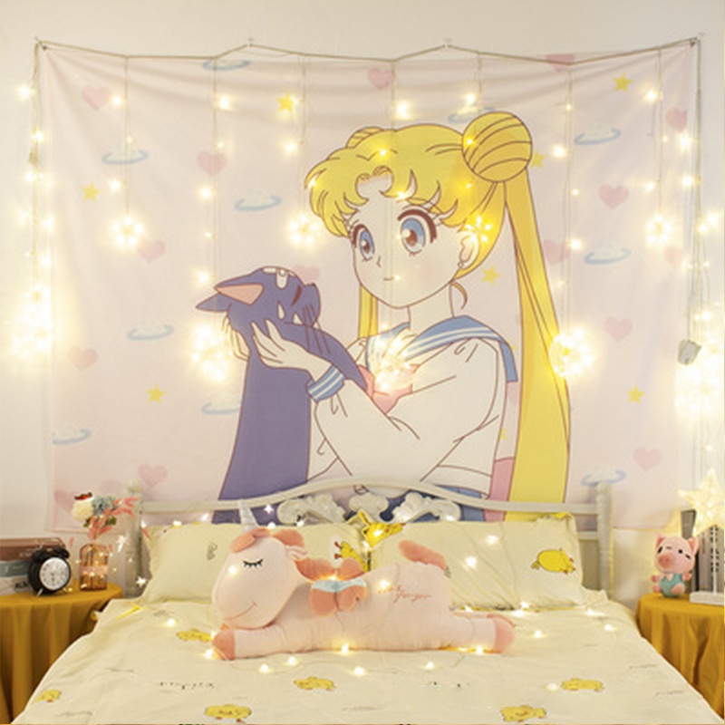 dormitorio Tapiz para colgar en la pared para sala de estar Sailor Moon 150 x 130 cm 