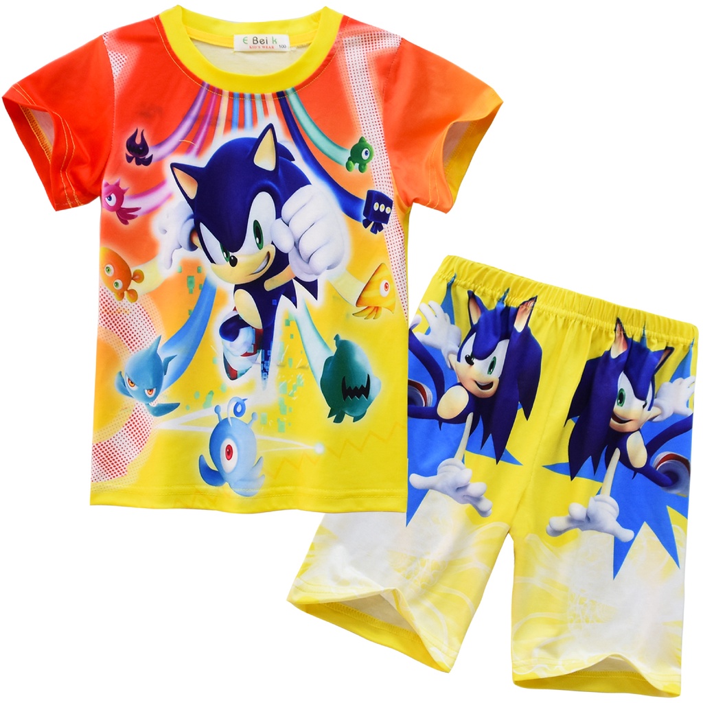 Ropa para niños Verano niños Camiseta Sonic Pantalones Cortos de Dibujos Animados Traje de niño Traje Deportivo Conjunto de Ropa para niños 4 5 6 7 8 9-14 años 