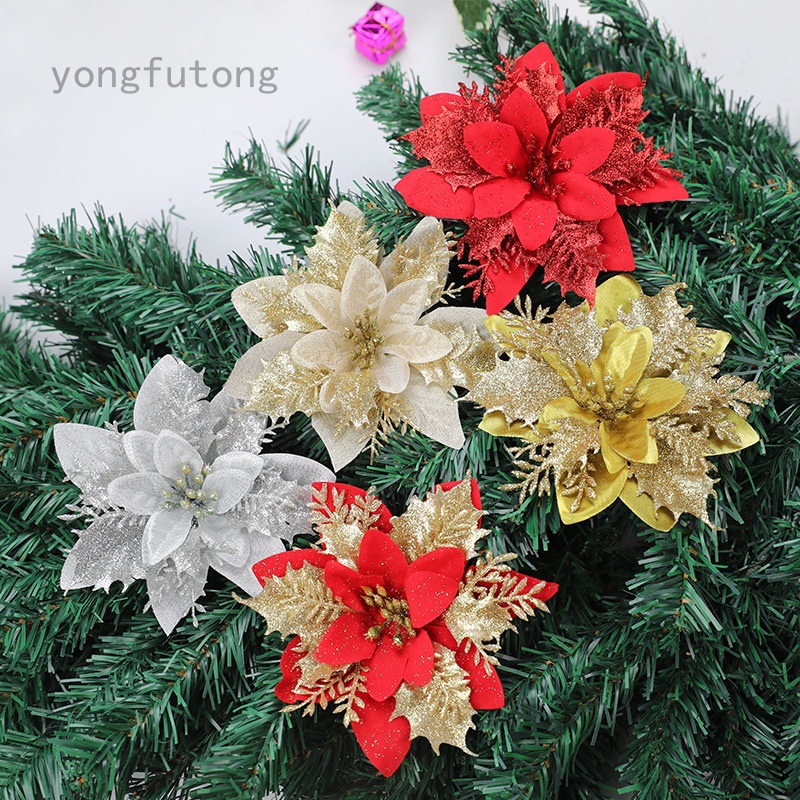 10 Pzs Flores Artificiales De Plástico Para Navidad Falsas Decoraciones De  Árbol De Adorno Suministros De Fiesta | Shopee Chile