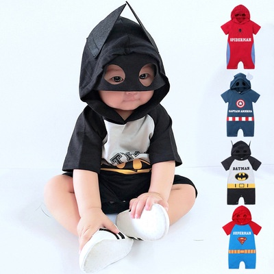 Bebe Verano Manga Corta De Dibujos Animados Mameluco De Algodon Bebe Sudadera Con Capucha Spiderman Shortalls Shopee Chile