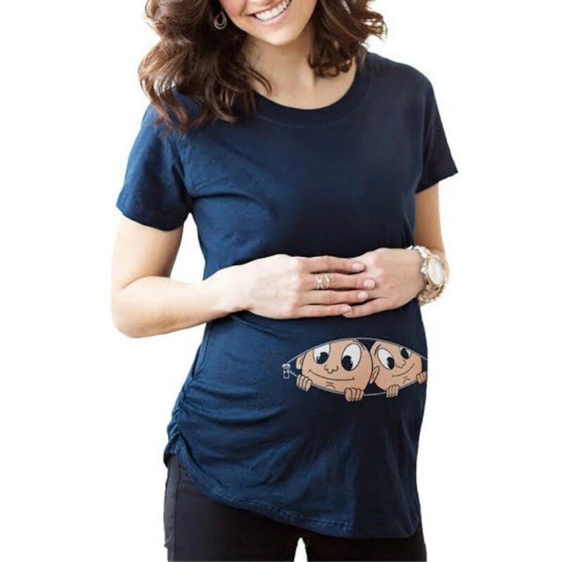 Camiseta de maternidad de manga corta divertida del embarazo de la camiseta linda del bebé embarazada de las mujeres camisetas 