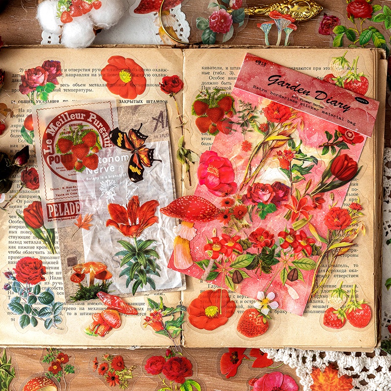 170 piezas de PET transparente Decoración Pegatinas especial en forma de flor scrapbook Vint 