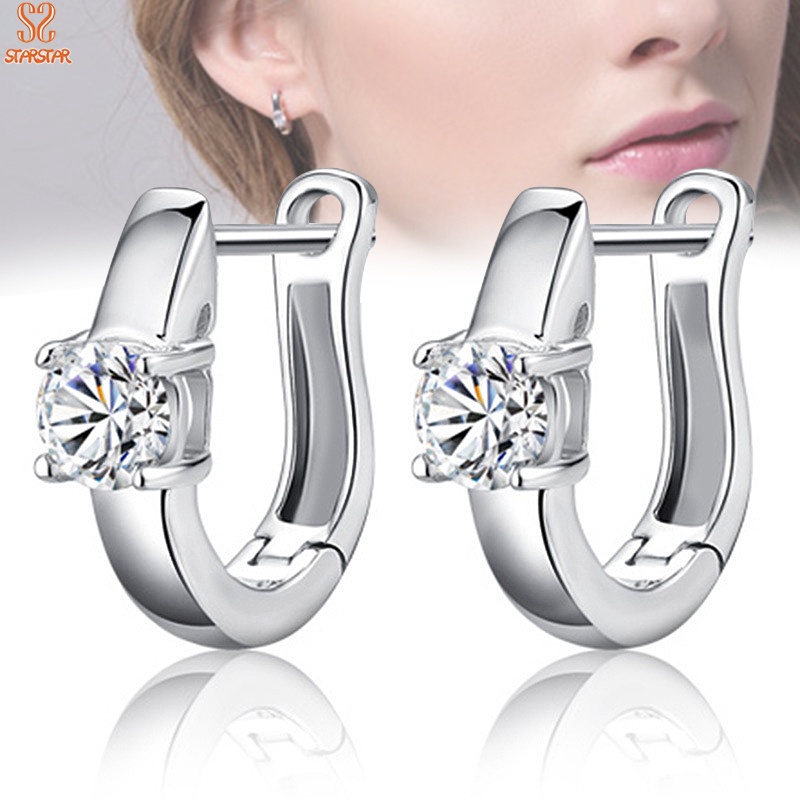 Grande largo elegante Glamorous Brillante Plata Diamante Oval Pendientes de gota