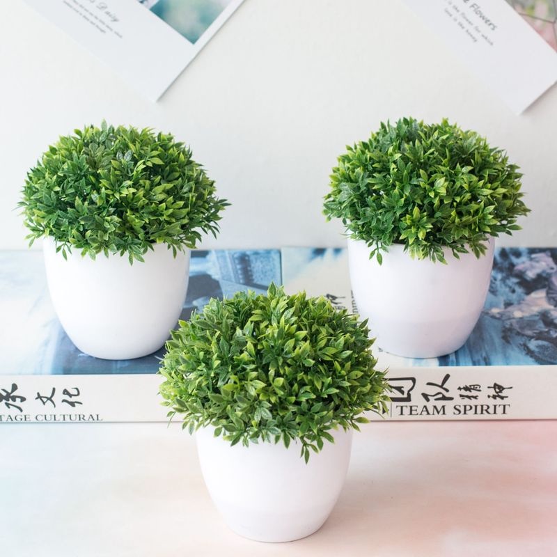 Mini macetas falsas Bonsai bola de hierba/plástico plantas artificiales  Benn hierba en maceta para el hogar oficina baño escritorio decoración de  la habitación | Shopee Chile