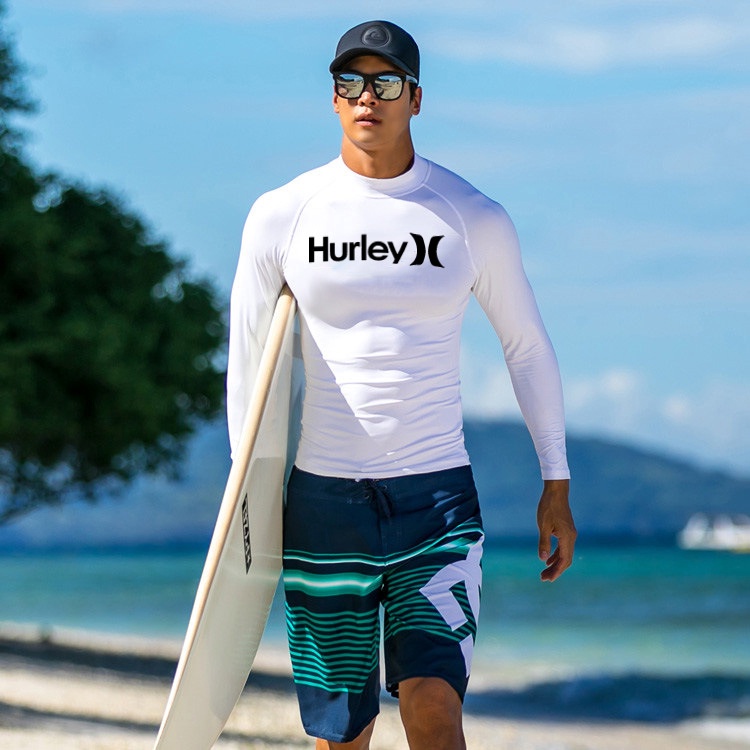 hurley hombres surf light rashgard manga larga protector buceo trajes de baño upf50 + | Shopee Chile