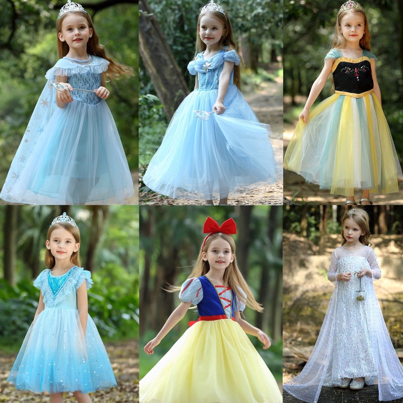 WFRV] Vestido Congelado De Fantasía Niña Princesa Jazmín Cenicienta Elsa  Anna Cosplay Fiesta Disfraces Niños Halloween | Shopee Chile