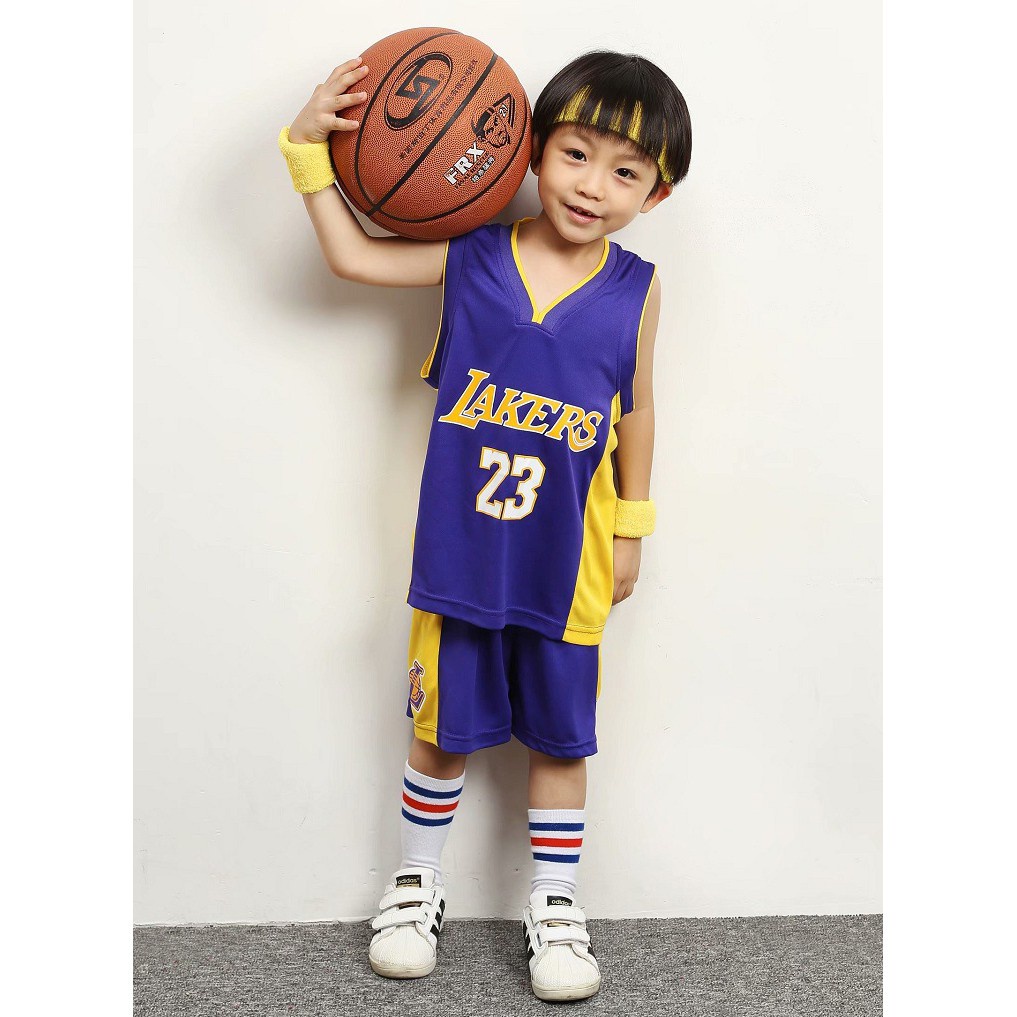 NA Camiseta de Baloncesto para niños No.23 Lakers Jersey Juego de 2 Chaleco y Pantalones Cortos de Entrenamiento de Baloncesto Color : Blue, Size : S 