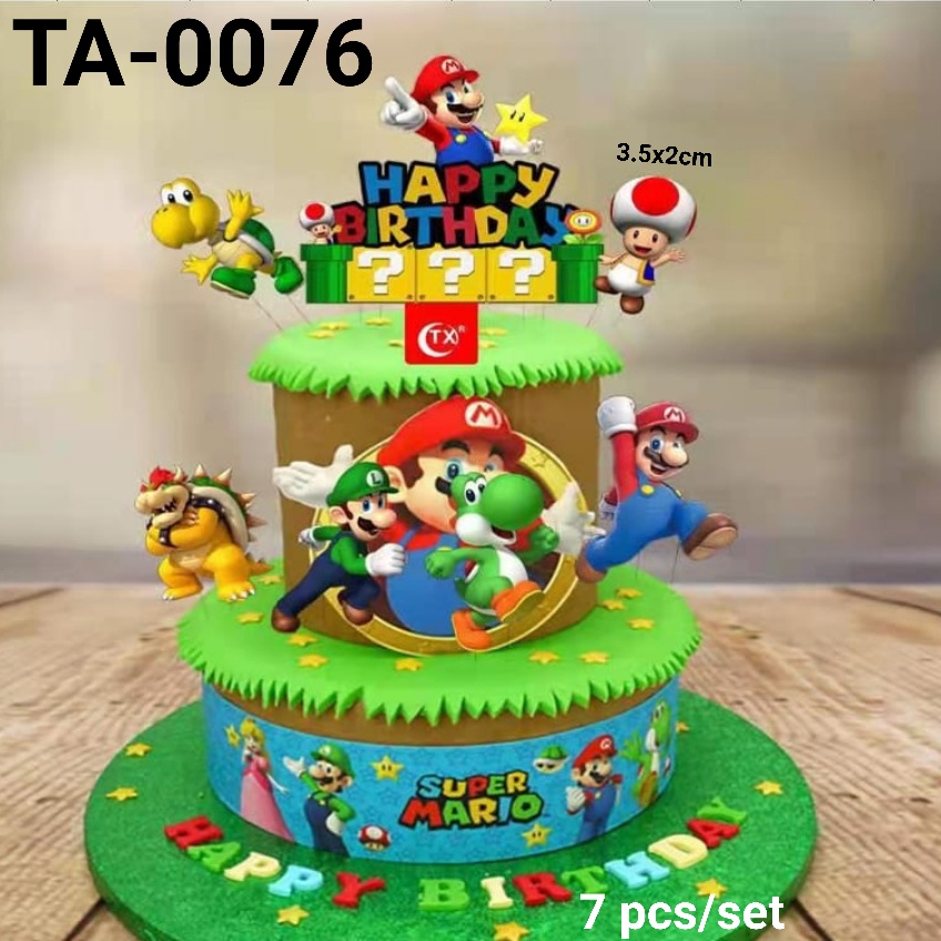 Ta-0076 decoración de tarta acrílica para escribir feliz cumpleaños mario  bros luigi | Shopee Chile