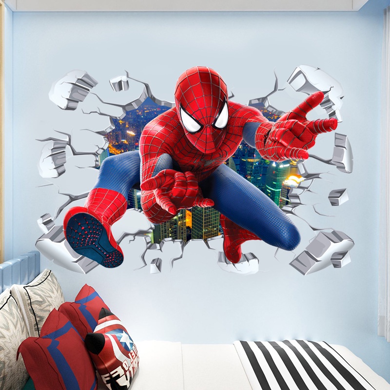 Stickers De Pared Spiderman Para Habitaciones Para Niños , Decoración Del  Hogar , Mural , Superhéroe , Papel Pintado Arte | Shopee Chile