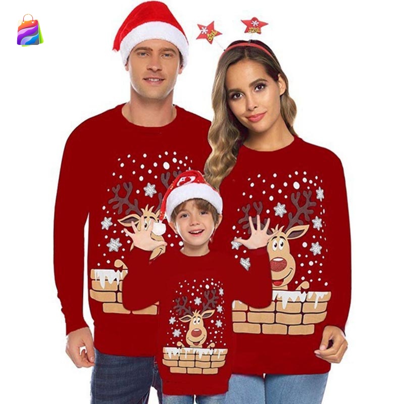 Conjunto De Jersey De Navidad Para Familia , Diseño De Renos , Suéter , Para  Adultos Y Niños | Shopee Chile