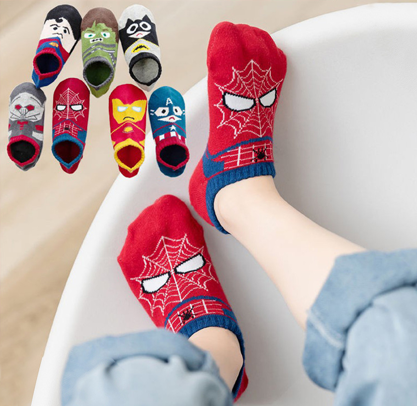 Calcetines Spiderman De Dibujos Animados Serie Algodón Niño Invisible Barco | Shopee