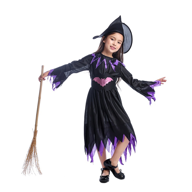 Malvada bruja escoba Fiesta De Halloween Disfraz cosplay de Niños Adultos 