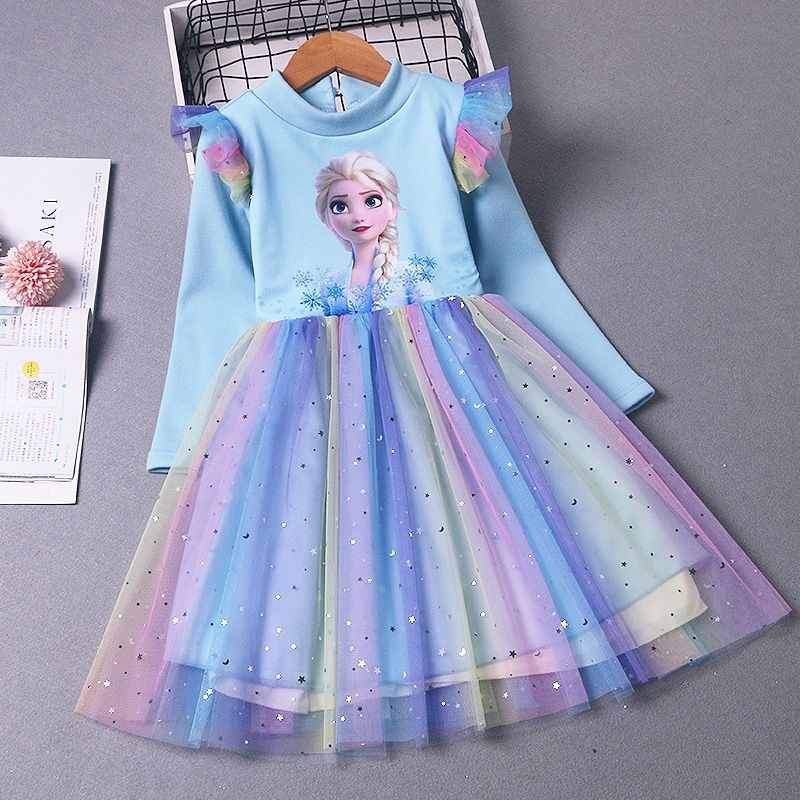 Vestido De Niña Frozen Elsa Princesa Arco Iris Falda Cosplay Disfraz Fiesta  De Cumpleaños Bebé Niños Ropa | Shopee Chile