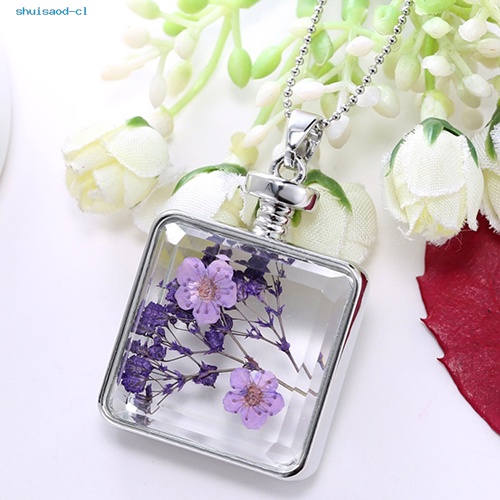 Sh Collar Cuadrado De Flores De Lavanda Seca Para Mujer Colgante Chapado En  Oro Blanco | Shopee Chile