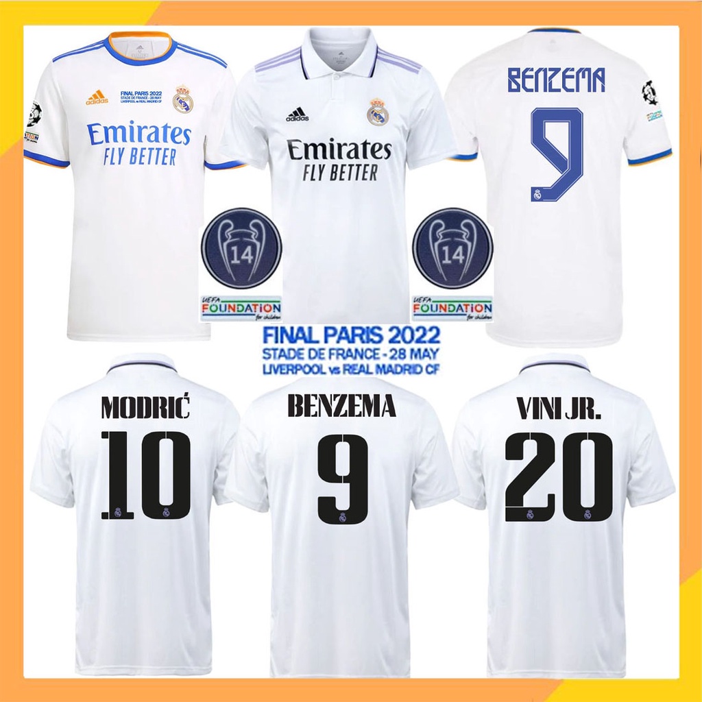 ADGJL 22-23 Real Madrid Local Nº 9 Camiseta de fútbol de Benzema Nº 10 Modric 20 Vinicius 11 AsensioCamisetas de equipación de fútbol para niño Size:XS,Color:10 Fútbol Adultos Camisa de Manga Corta 