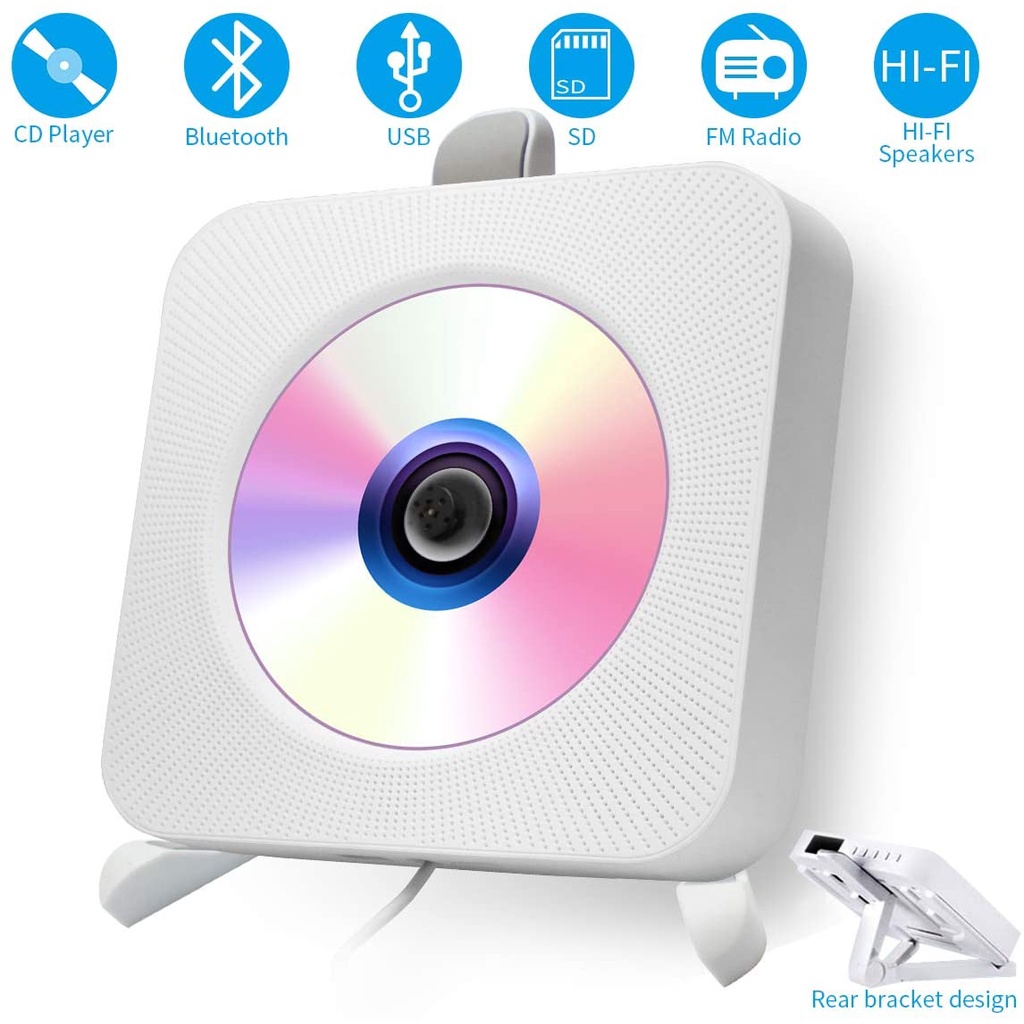 Bluetooth Reproductor de música de CD Compacto Personal Boombox de Audio para el hogar con Pantalla LCD para automóvil y hogar Reproductor de CD portátil 