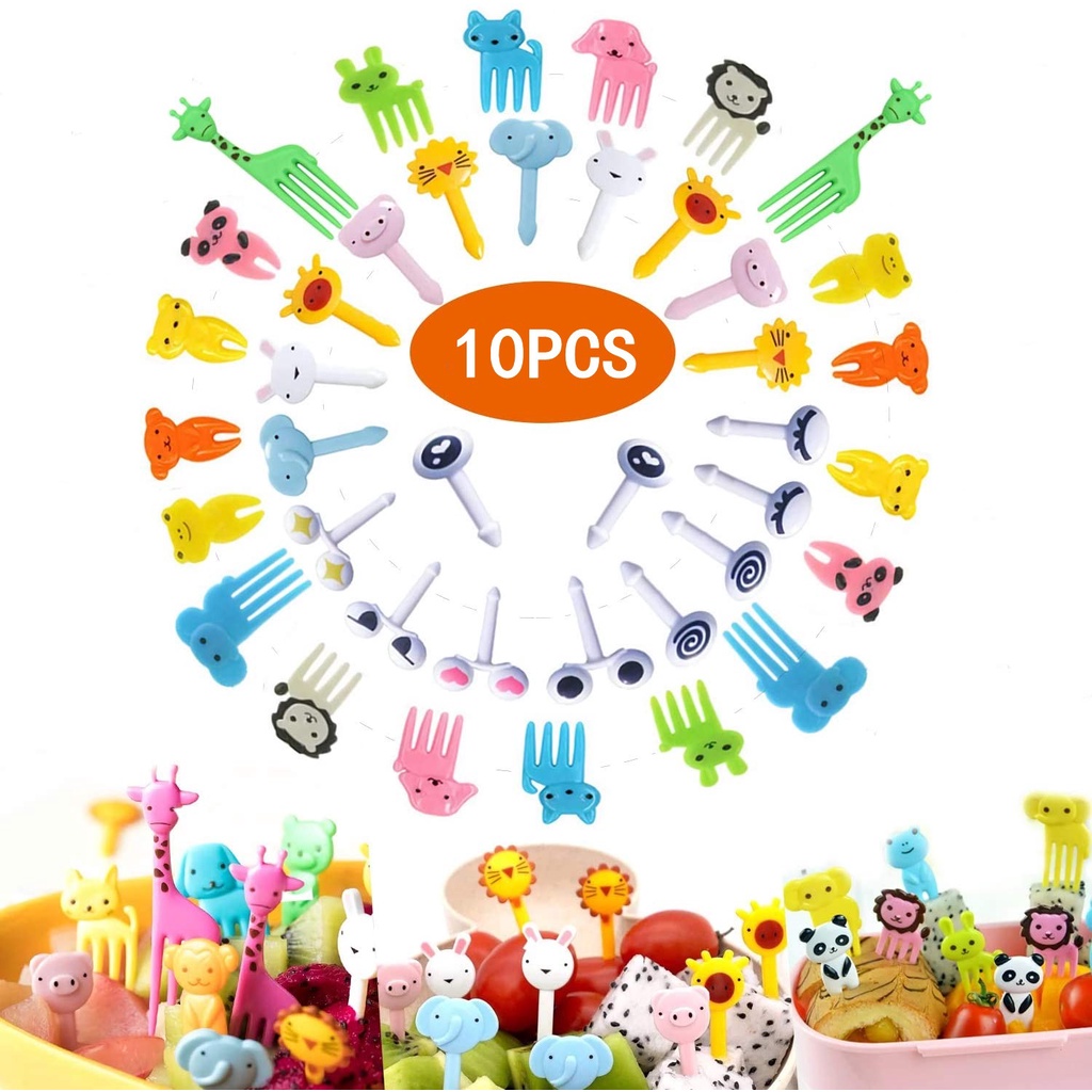 10 pzas Mini palillos De Comida con dibujo De animales/Frutas/tenedores  Para granja/almuerzo/tenedores | Shopee Chile