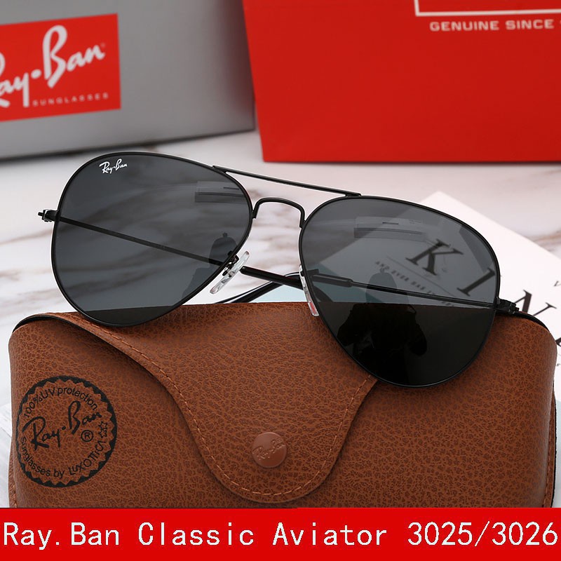 Ray/Ban rb sunglasses classic Aviator black lens Cermin mata hitam Sun visor  | Shopee Chile