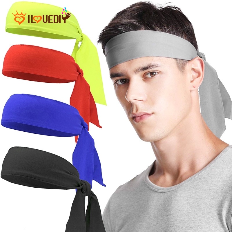 Stretch Head Tie Headband Sports Sweatband Tennis Basketball Run Sweat Hair Band 