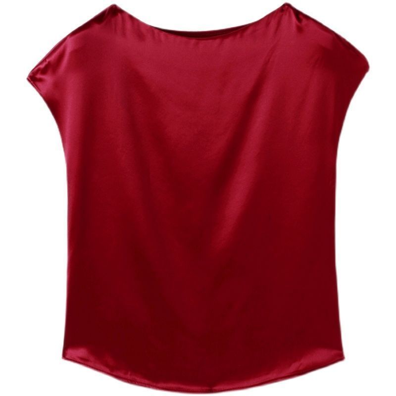 Blusa De Satén Para Mujer Camiseta De Cuello Redondo , Elegante Camisa Lisa Para Oficina , Señora | Shopee Chile