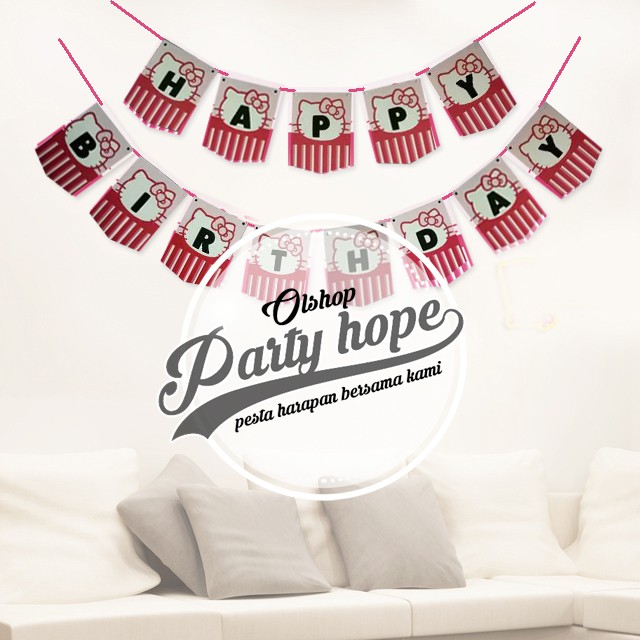 Bandera de HELLO KITTY feliz cumpleaños banderines/pantalón de feliz