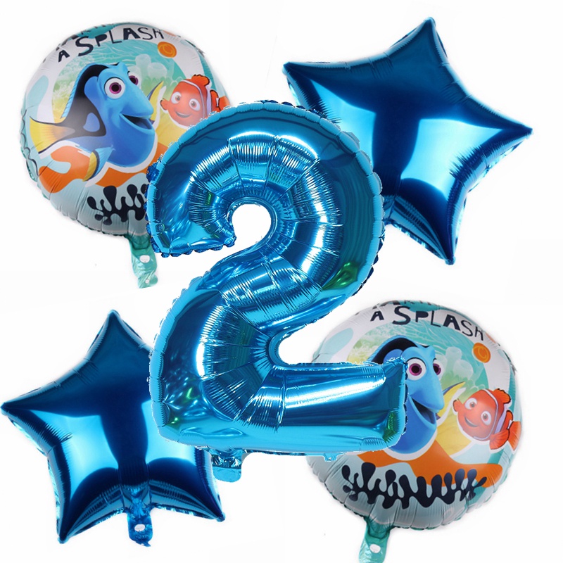 5pcs Dibujos Animados Nemo Cumpleanos Bebe Ducha Clownfish Tema Fiesta Decoracion De 32 Pulgadas De Papel De Aluminio Globos Suministros Shopee Chile