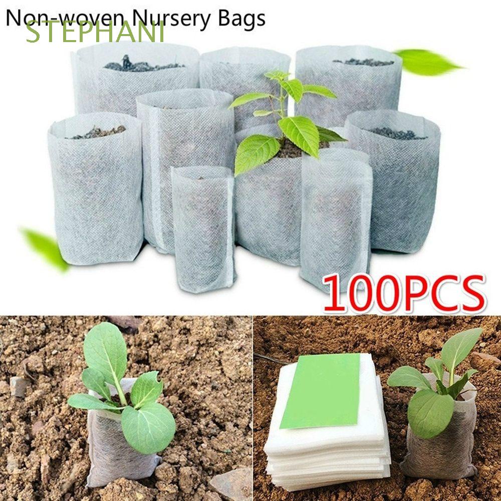 WERTSWF 300 bolsas de vivero no tejidas bolsas de trasplante de macetas de tela biodegradable para semillas que comienzan a crecer 