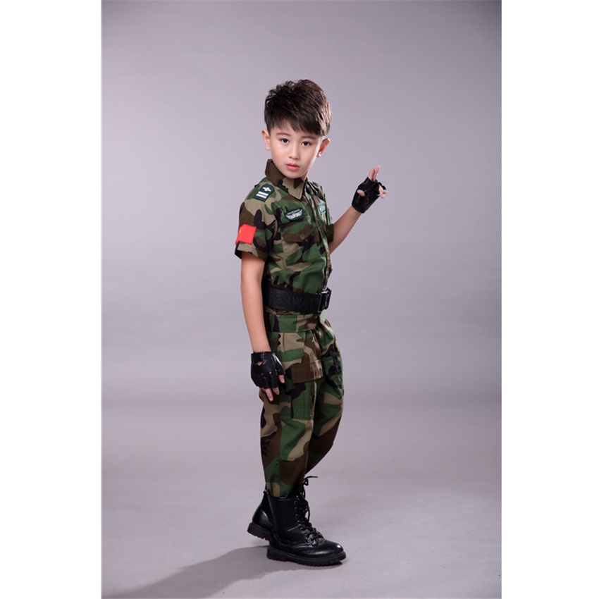 Niños Militar Combate Táctico Disfraces ACU Camuflaje Corto Y Largo Traje Del Ejército Estudiante Ropa Al Aire Libre Uniformes De Entrenamiento | Shopee
