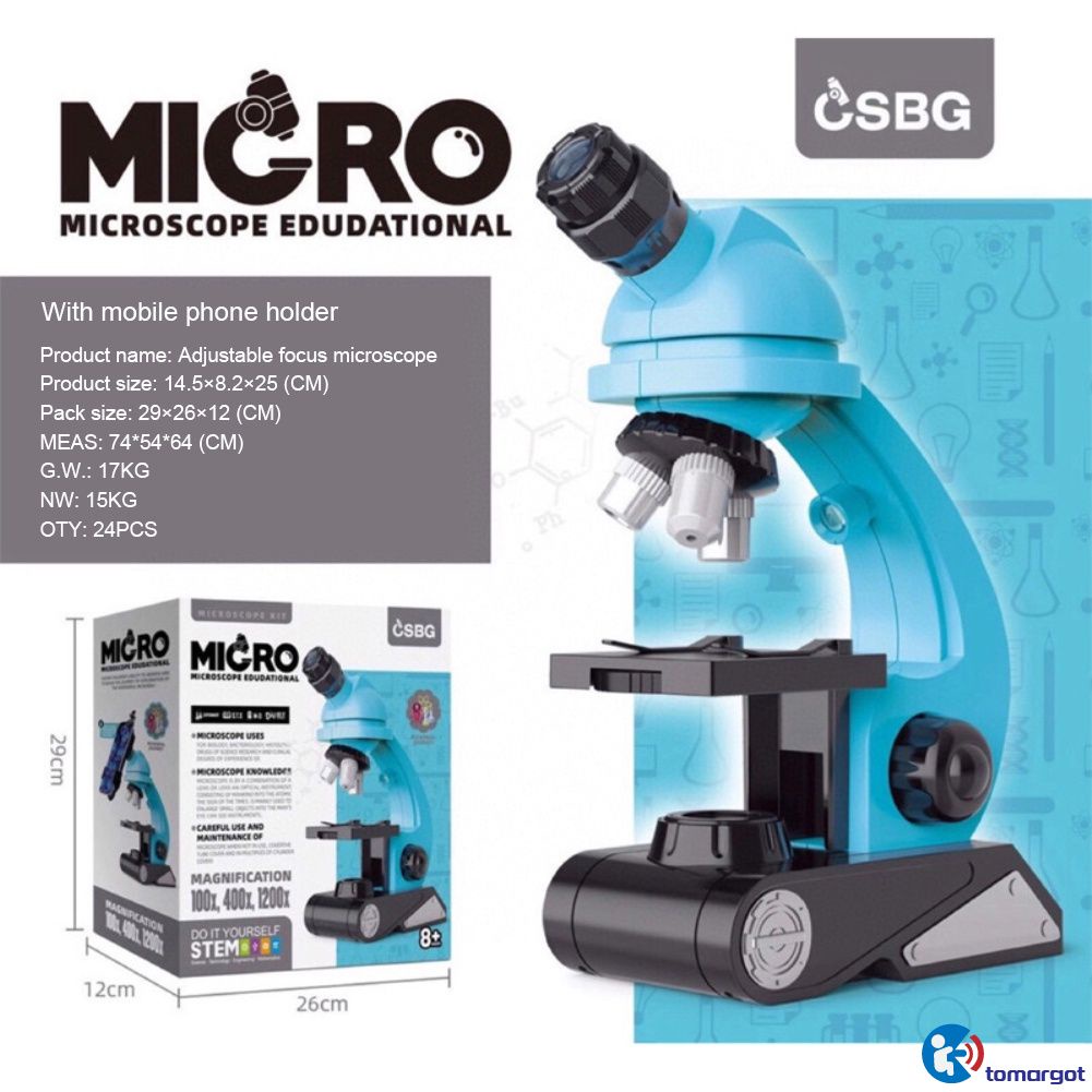 Juguetes de Ciencia microscopio biológico monocular Educativo con Aumento de 100X 400X 1200X para Interiores o Exteriores Kit de microscopio 