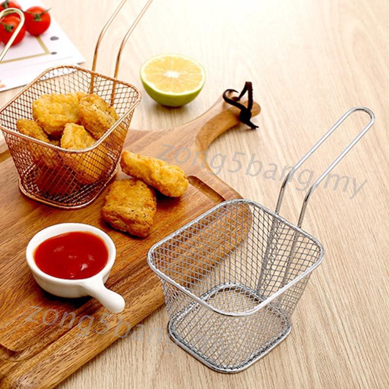 Cesta profesional Rectangular de acero inoxidable para papas fritas