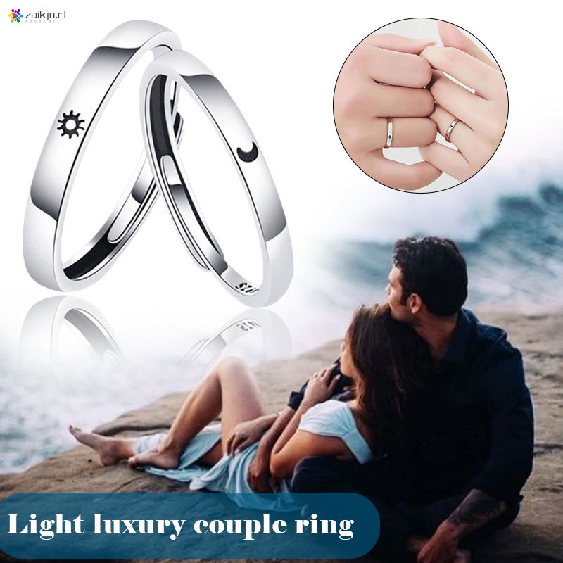 2 piezas de anillo de promesa conjunto de sol y luna estilo plata anillo  anillo regalo para pareja novio novia | Shopee Chile