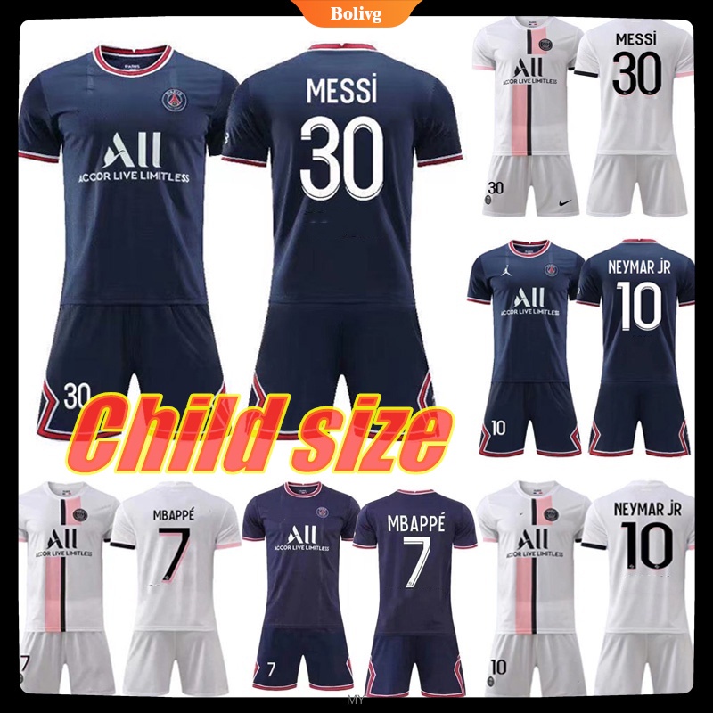 AMD SPORTS Paris Messi 2021-22 Home/Away tallas para niños de 2 a 14 años Traje de fútbol para niños con calcetines y pantalones cortos 