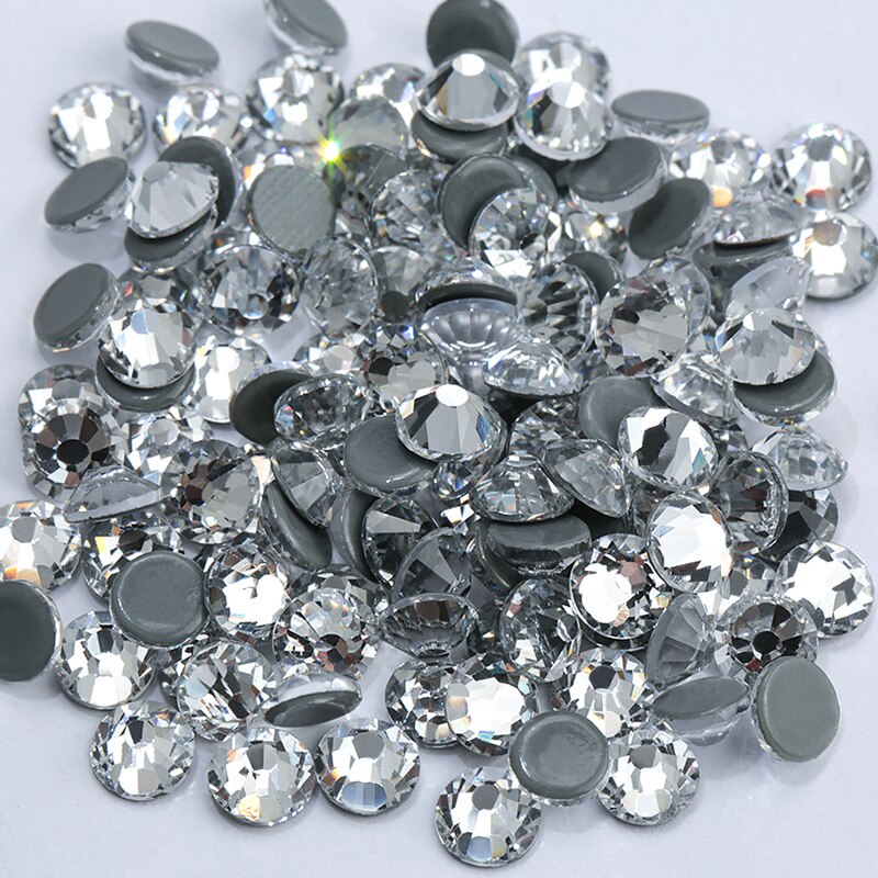 Jollin Hot Fix Cristal de Espalda Plano Vidrio pedrería Gemas de diamantes redondos Strass para decoración de uñas Jet AB SS20 576pcs 