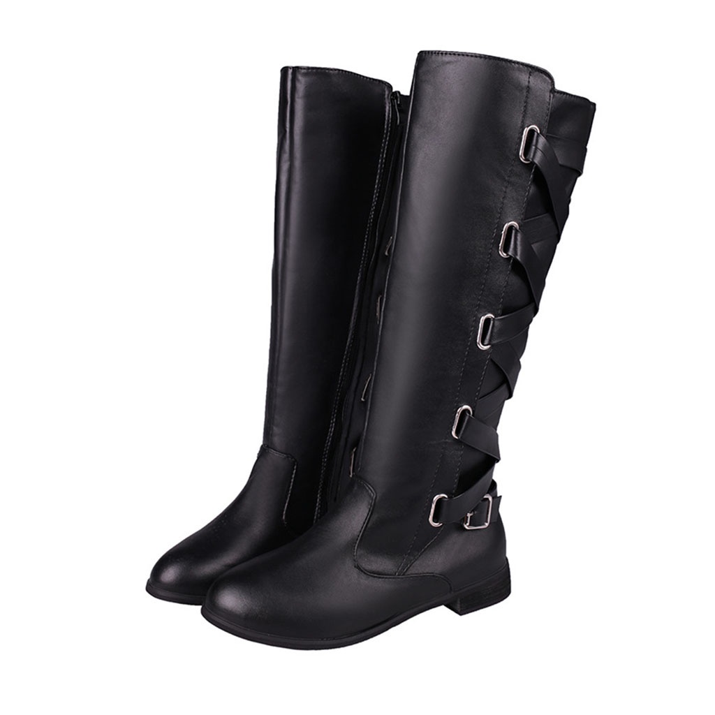 Wanita Lutut Tinggi Boot Cuero Cinturon Hebilla Caballero Ecuestre Zapatos Motoristas Botas Al Aire Libre Antideslizante Zapatos De Caminar Shopee Chile