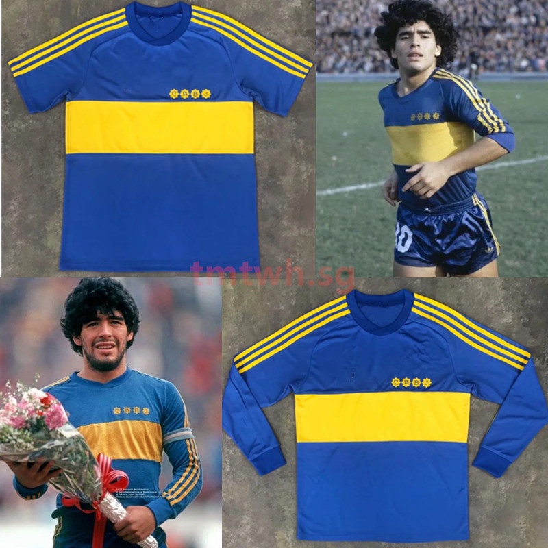 1981 top boca juniors retro Manga Larga jersey De Fútbol maradona Corta Camiseta | Shopee Chile
