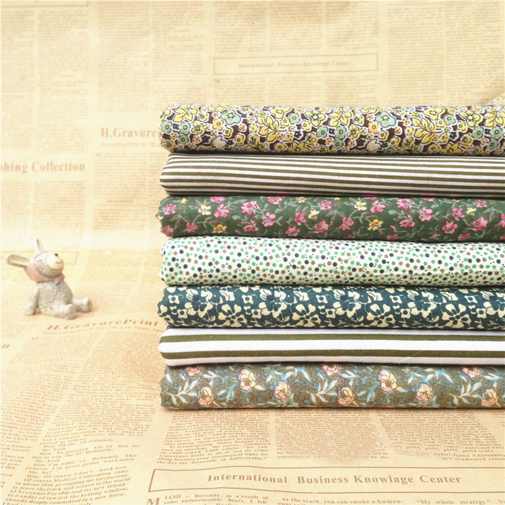 Set Bundles de Tela Flor de algodón Impresa Patchwork Tela de Costura 50x50cm Hanxin Green Series 7pcs 