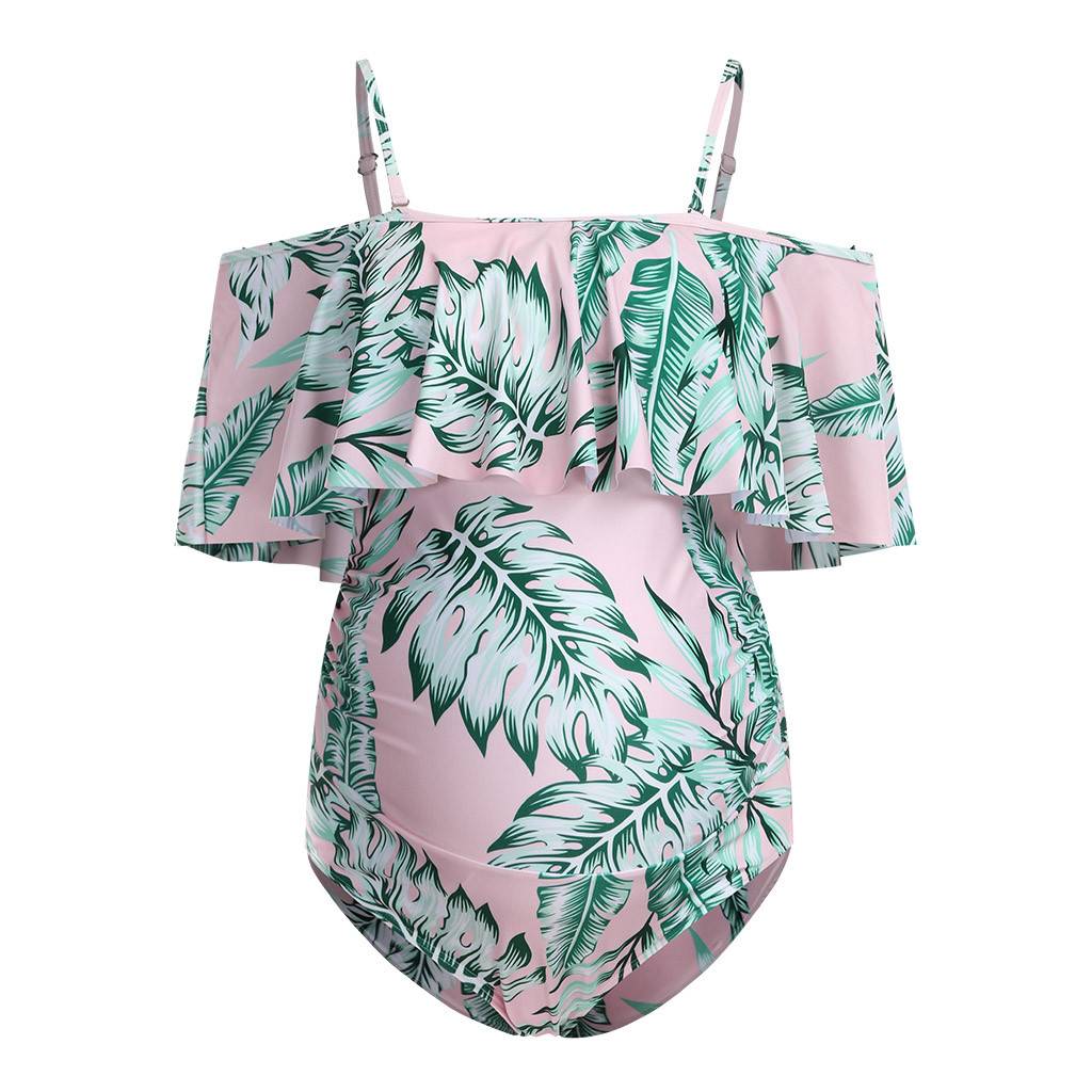 Moda verano traje de baño para mujeres embarazadas Tankinis maternidad  volantes hoja Bikinis traje de baño ropa de playa traje de embarazo |  Shopee Chile