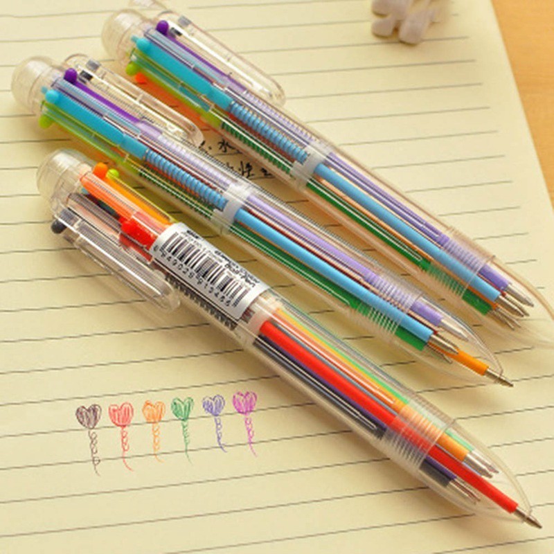 Decaden un paquete de 5 bolígrafos retráctiles creativos bolígrafos lindos multicolores 6 en 1 para la escuela de oficina 