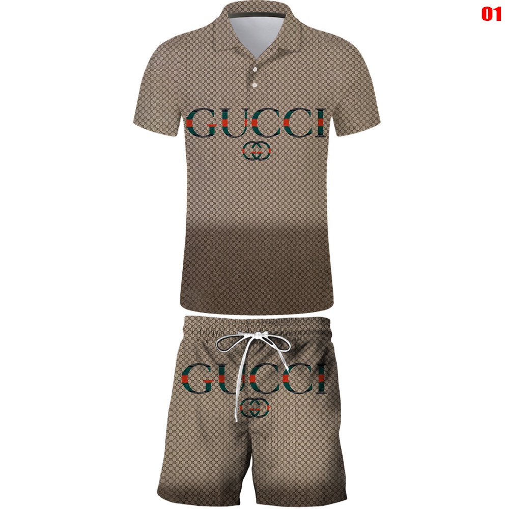 Gucci/boutique Ropa De Hombre 2021 Nuevos Impresos 3D POLO Moda Tendencia Deportes Y Ocio Solapa Pantalones Traje | Shopee Chile