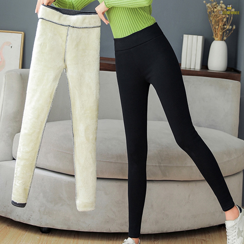 Women Winter Sherpa Leggings With Warm Fleece Lined High Waist Elastic ...