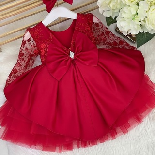 vestido para princesita Vestido esponjoso de encaje para bebé vestido con lazo Ropa Ropa para niña Vestidos vestido de 1er cumpleaños vestido de primer cumpleaños 