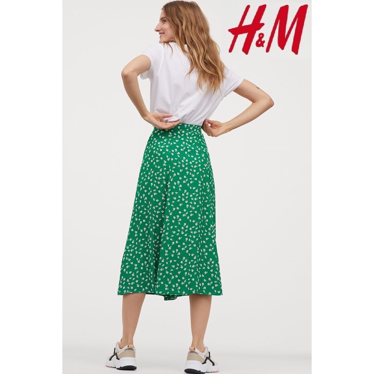por ejemplo tinción Moler H&m falda de cintura alta para mujer falda Midi coreana flor verde Original  | Shopee Chile