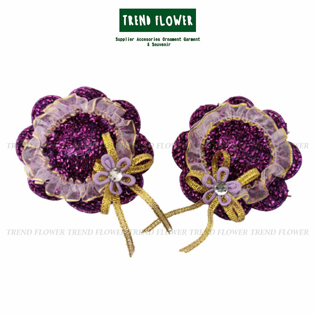 Hermosa tela de flores de purpurina de flores moradas - broches de cestas  de flores hermosas | Shopee Chile