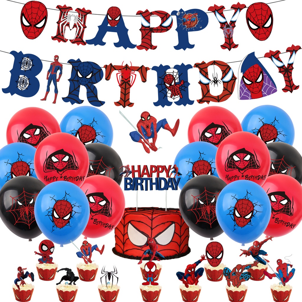 Spiderman Tema De La Fiesta De Cumpleaños Suministros De Telón De Fondo  Bandera De Látex Globos Cupcake Toppers Spider-Man : Decoraciones De En  Casa No Hay Manera | Shopee Chile