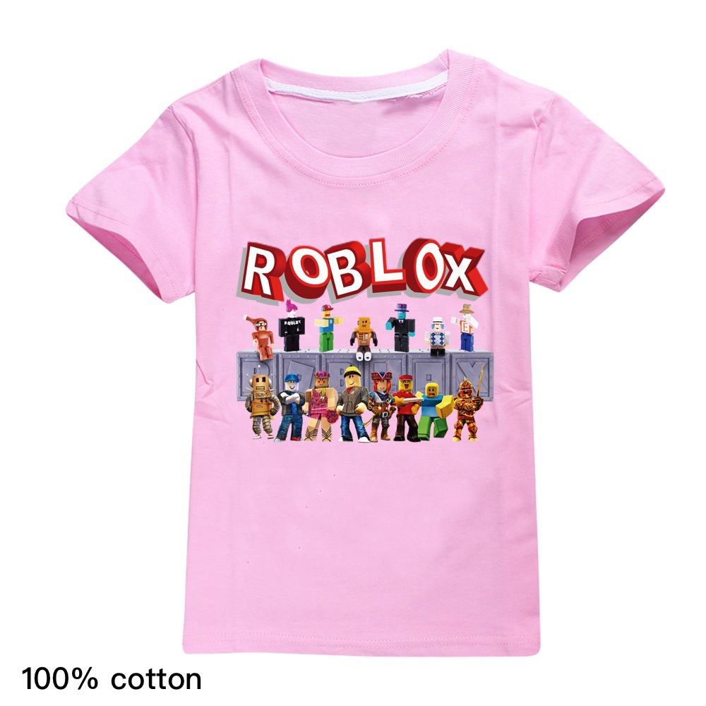 Caliente ROBLOX Niños Ocio de dibujos animados de Moda Mangas Cortas Prendas para el torso Tshirts ropa de algodón 